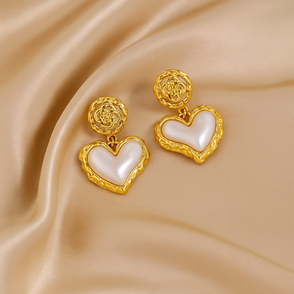 Trendy Golden Heart Earrings
