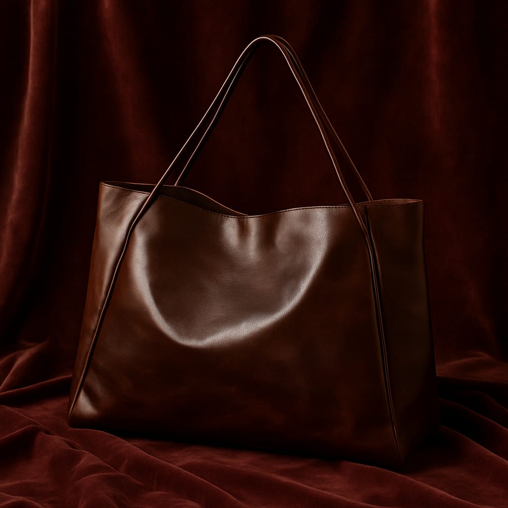 Brown Solid Leather Bag
