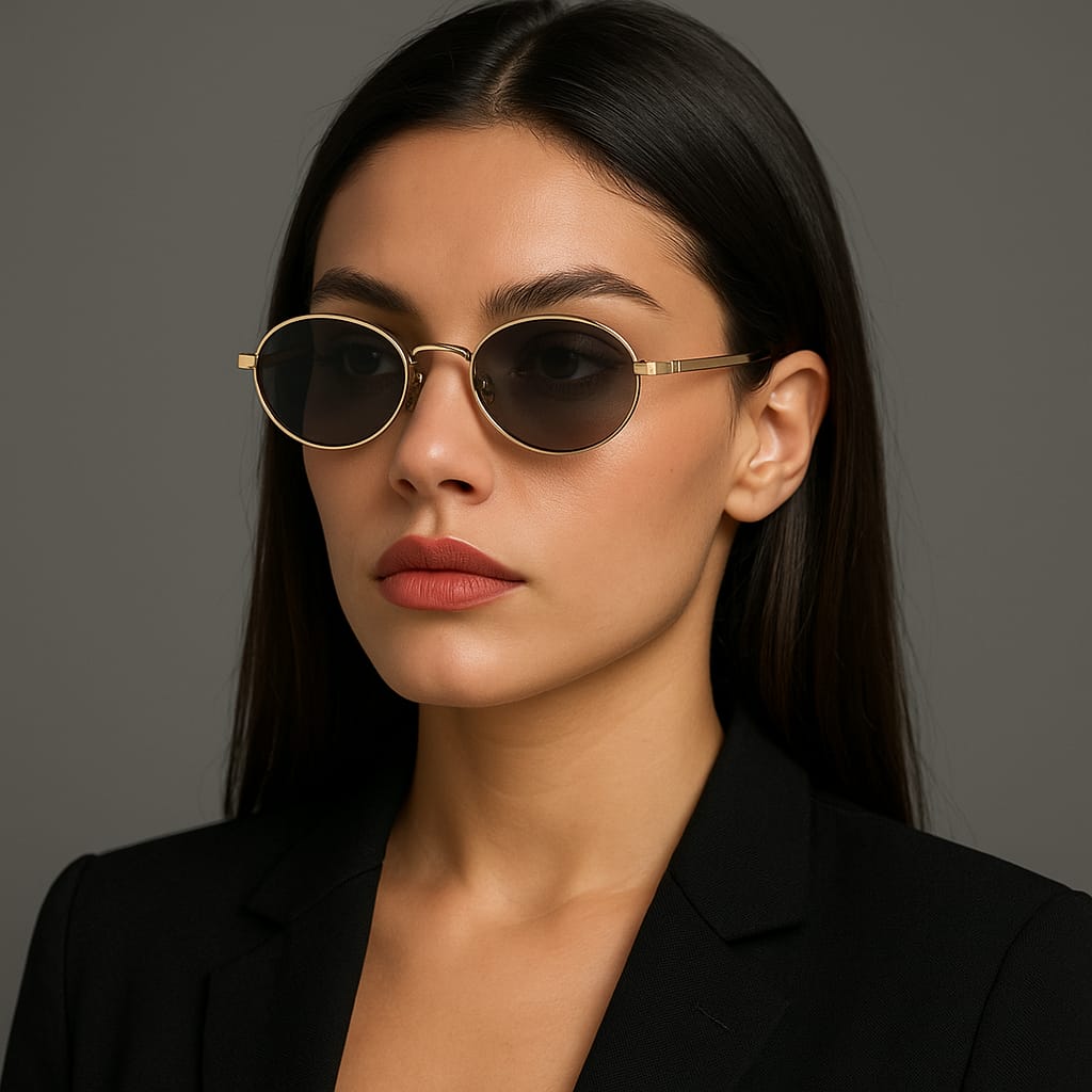Trendy Golden Rim Oval Sunglasses
