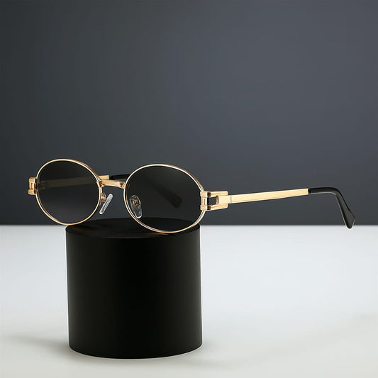 Trendy Golden Rim Oval Sunglasses