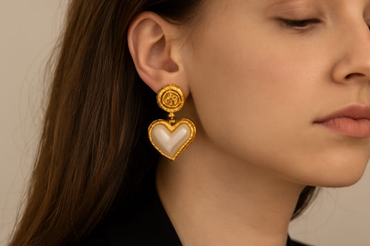 Trendy Golden Heart Earrings