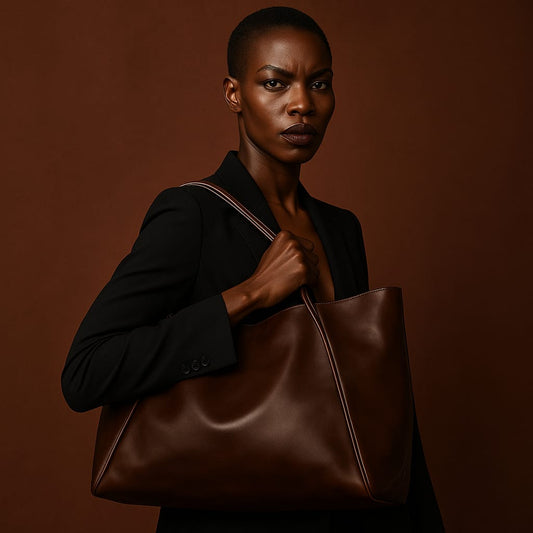 Brown Solid Leather Bag